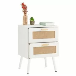 CARO-Möbel Nachttisch WAMAN Mit 2 Schubladen, Weiß -Möbelgeschäft 95332 2