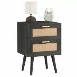 CARO-Möbel Nachttisch WAMAN Mit 2 Schubladen, Schwarz