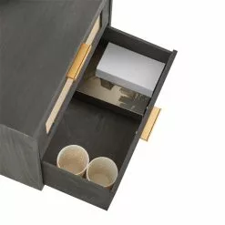 CARO-Möbel Nachttisch WAMAN Mit 2 Schubladen, Schwarz -Möbelgeschäft 95333 4