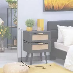 CARO-Möbel Nachttisch WAMAN Mit 2 Schubladen, Schwarz -Möbelgeschäft 95333 AC8