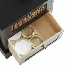 CARO-Möbel Nachttisch PADMA Mit 2 Schubladen Und Wiener Geflecht, Schwarz -Möbelgeschäft 95336 4