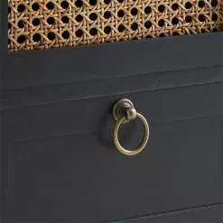 CARO-Möbel Nachttisch PADMA Mit 2 Schubladen Und Wiener Geflecht, Schwarz -Möbelgeschäft 95336 6