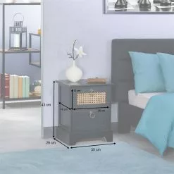 CARO-Möbel Nachttisch PADMA Mit 2 Schubladen Und Wiener Geflecht, Schwarz -Möbelgeschäft 95336 AC8