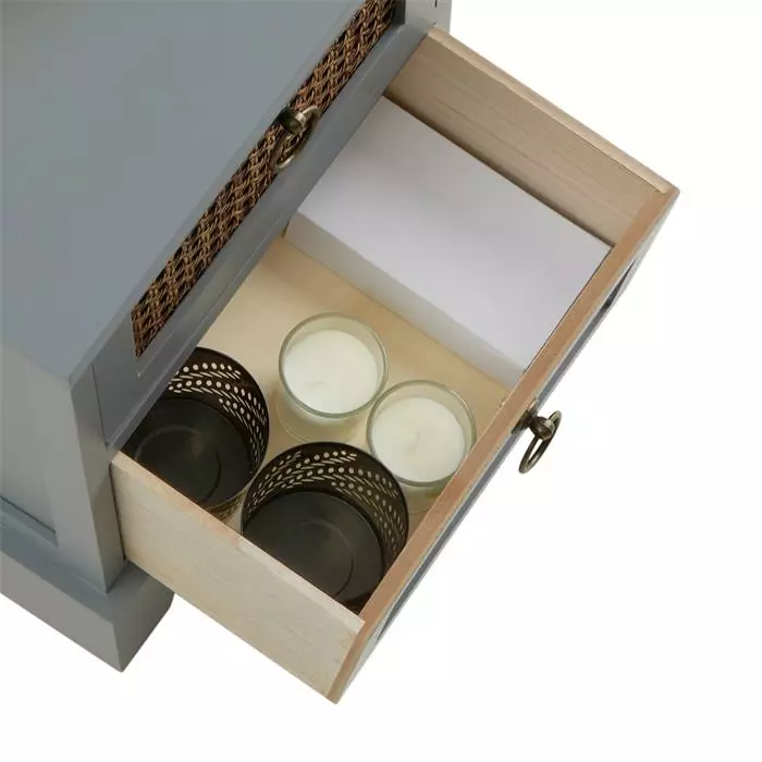 CARO-Möbel Nachttisch PADMA Mit 2 Schubladen Und Wiener Geflecht, Grau 6 CARO-Möbel Nachttisch PADMA Mit 2 Schubladen Und Wiener Geflecht, Grau – Bild 4