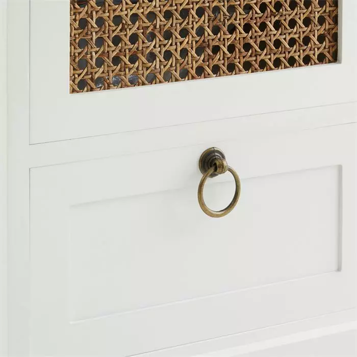 CARO-Möbel Nachttisch PADMA Mit 2 Schubladen Und Wiener Geflecht, Weiß 7 CARO-Möbel Nachttisch PADMA Mit 2 Schubladen Und Wiener Geflecht, Weiß – Bild 5