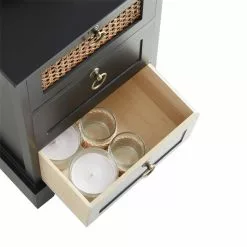 CARO-Möbel Nachttisch RAJA Mit 3 Schubladen Und Wiener Geflecht, Schwarz -Möbelgeschäft 95339 4