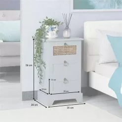 CARO-Möbel Nachttisch RAJA Mit 3 Schubladen Und Wiener Geflecht, Grau 13 CARO-Möbel Nachttisch RAJA Mit 3 Schubladen Und Wiener Geflecht, Grau -Möbelgeschäft 95340 AC8