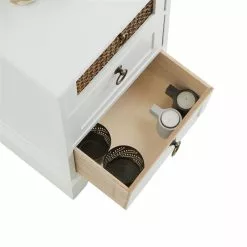 CARO-Möbel Nachttisch RAJA Mit 3 Schubladen Und Wiener Geflecht, Weiß -Möbelgeschäft 95341 4