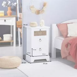 CARO-Möbel Nachttisch RAJA Mit 3 Schubladen Und Wiener Geflecht, Weiß -Möbelgeschäft 95341 AC8