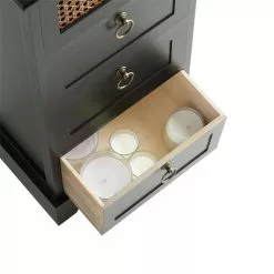 CARO-Möbel Nachttisch VANIKA Mit 4 Schubladen Und Wiener Geflecht, Schwarz -Möbelgeschäft 95342 4