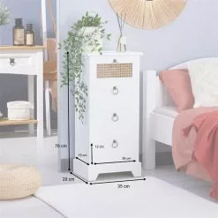 CARO-Möbel Nachttisch VANIKA Mit 4 Schubladen Und Wiener Geflecht, Weiß -Möbelgeschäft 95344 AC8