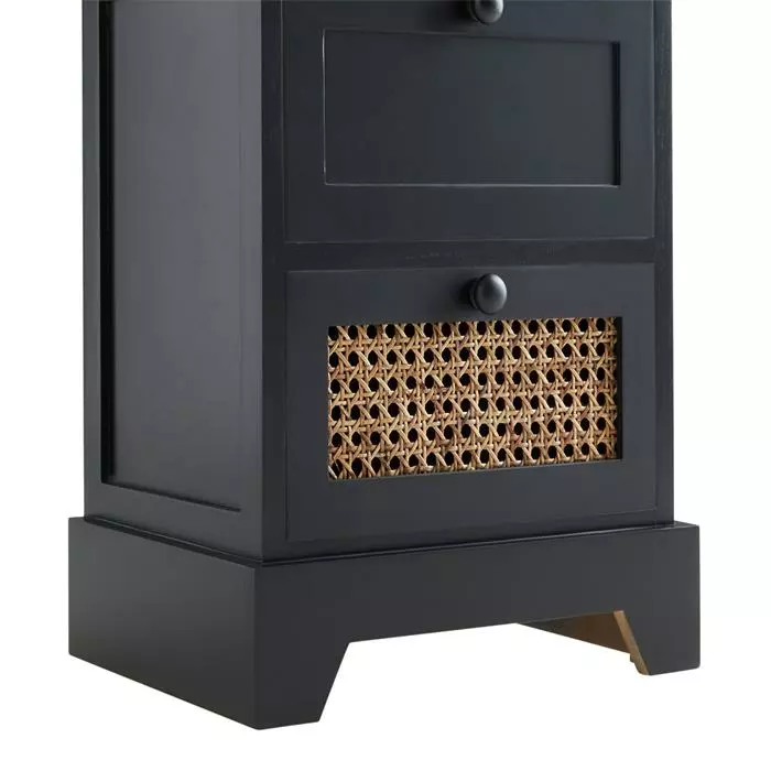 CARO-Möbel Nachttisch RANI Mit 2 Schubladen Und Wiener Geflecht, Schwarz 8 CARO-Möbel Nachttisch RANI Mit 2 Schubladen Und Wiener Geflecht, Schwarz – Bild 6