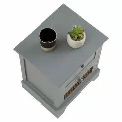 CARO-Möbel Nachttisch RANI Mit 2 Schubladen Und Wiener Geflecht, Grau -Möbelgeschäft 95346 3