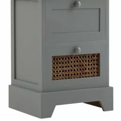 CARO-Möbel Nachttisch RANI Mit 2 Schubladen Und Wiener Geflecht, Grau -Möbelgeschäft 95346 5