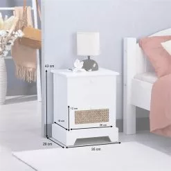 CARO-Möbel Nachttisch RANI Mit 2 Schubladen Und Wiener Geflecht, Weiß -Möbelgeschäft 95347 AC8
