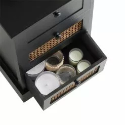 CARO-Möbel Nachttisch ROSHNI Mit 3 Schubladen Und Wiener Geflecht, Schwarz 11 CARO-Möbel Nachttisch ROSHNI Mit 3 Schubladen Und Wiener Geflecht, Schwarz -Möbelgeschäft 95348 4