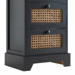 CARO-Möbel Nachttisch ROSHNI Mit 3 Schubladen Und Wiener Geflecht, Schwarz 12 CARO-Möbel Nachttisch ROSHNI Mit 3 Schubladen Und Wiener Geflecht, Schwarz -Möbelgeschäft 95348 5