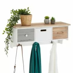 CARO-Möbel Wandgarderobe SALVA Mit Haken Und 3 Schubkästen