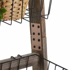 CARO-Möbel Leiterregal FLORISTA In Dunkelbraun Mit 4 Metallkörben -Möbelgeschäft 95409 3