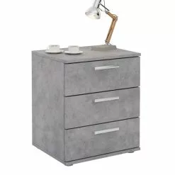 CARO-Möbel Nachttisch MARIELLA Betonoptik Mit 3 Schubladen