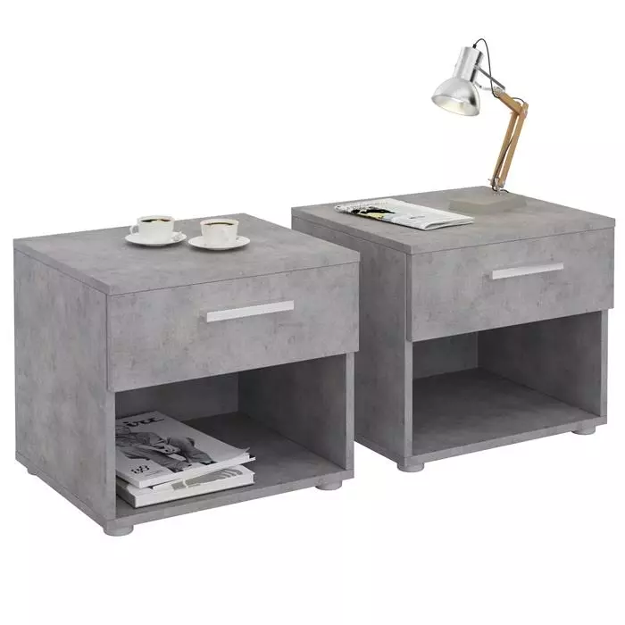 CARO-Möbel Nachttisch MARY Im 2er Set In Betonoptik 3 CARO-Möbel Nachttisch MARY Im 2er Set In Betonoptik