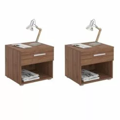 CARO-Möbel Nachttisch MARY Im 2er Set In Nussbaum