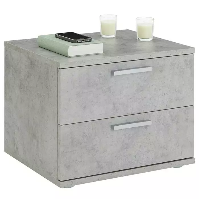 CARO-Möbel Nachttisch MAXIMA In Betonoptik Mit 2 Schubladen 3 CARO-Möbel Nachttisch MAXIMA In Betonoptik Mit 2 Schubladen
