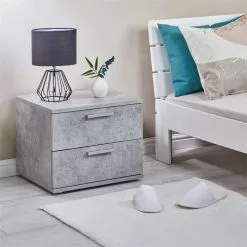 CARO-Möbel Nachttisch MAXIMA In Betonoptik Mit 2 Schubladen 9 CARO-Möbel Nachttisch MAXIMA In Betonoptik Mit 2 Schubladen -Möbelgeschäft 95434 A0 1N