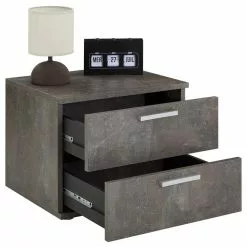 CARO-Möbel Nachttisch MAXIMA In Beton Dunkel Mit 2 Schubladen -Möbelgeschäft 95435 2 N