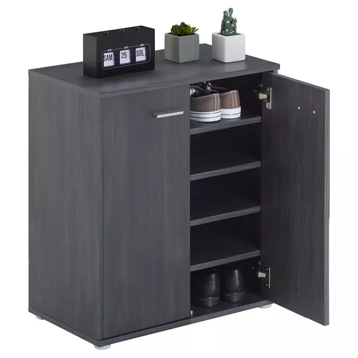 CARO-Möbel Schuhschrank LENNIS 2 Türen In Esche Grau 6 CARO-Möbel Schuhschrank LENNIS 2 Türen In Esche Grau – Bild 4