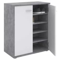 CARO-Möbel Schuhschrank LENNIS 2 Türen In Betonoptik/weiß