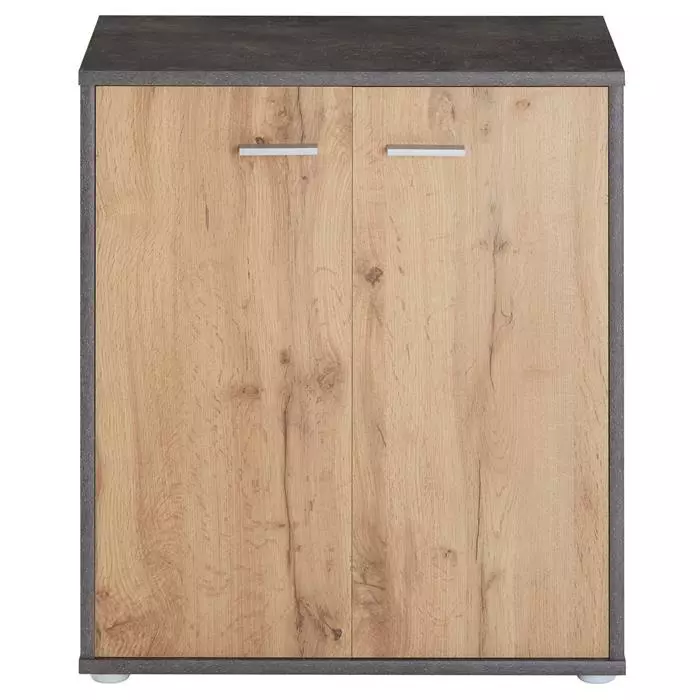 CARO-Möbel Schuhschrank LENNIS 2 Türen In Beton Dunkel/Wotan Eiche 5 CARO-Möbel Schuhschrank LENNIS 2 Türen In Beton Dunkel/Wotan Eiche – Bild 3