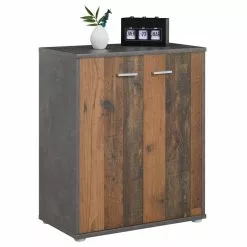 CARO-Möbel Schuhschrank LENNIS 2 Türen In Old Style/Beton Dunkel