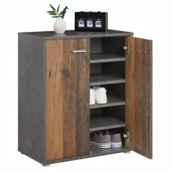 CARO-Möbel Schuhschrank LENNIS 2 Türen In Old Style/Beton Dunkel -Möbelgeschäft 95470 2