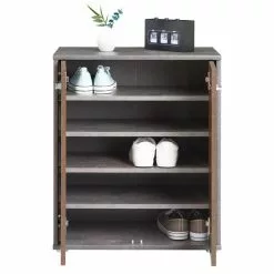 CARO-Möbel Schuhschrank LENNIS 2 Türen In Old Style/Beton Dunkel -Möbelgeschäft 95470 3