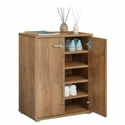 CARO-Möbel Schuhschrank LENNIS 2 Türen In Eiche Dunkelbraun -Möbelgeschäft 95471 2