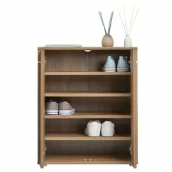 CARO-Möbel Schuhschrank LENNIS 2 Türen In Eiche Dunkelbraun -Möbelgeschäft 95471 3