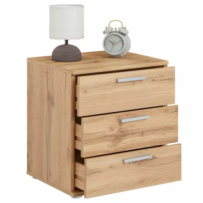 CARO-Möbel Nachttisch MARIELLA In Wotan Eiche Mit 3 Schubladen 5 CARO-Möbel Nachttisch MARIELLA In Wotan Eiche Mit 3 Schubladen – Bild 3