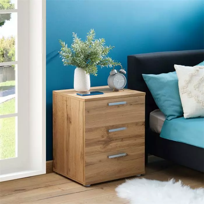 CARO-Möbel Nachttisch MARIELLA In Wotan Eiche Mit 3 Schubladen 4 CARO-Möbel Nachttisch MARIELLA In Wotan Eiche Mit 3 Schubladen – Bild 2