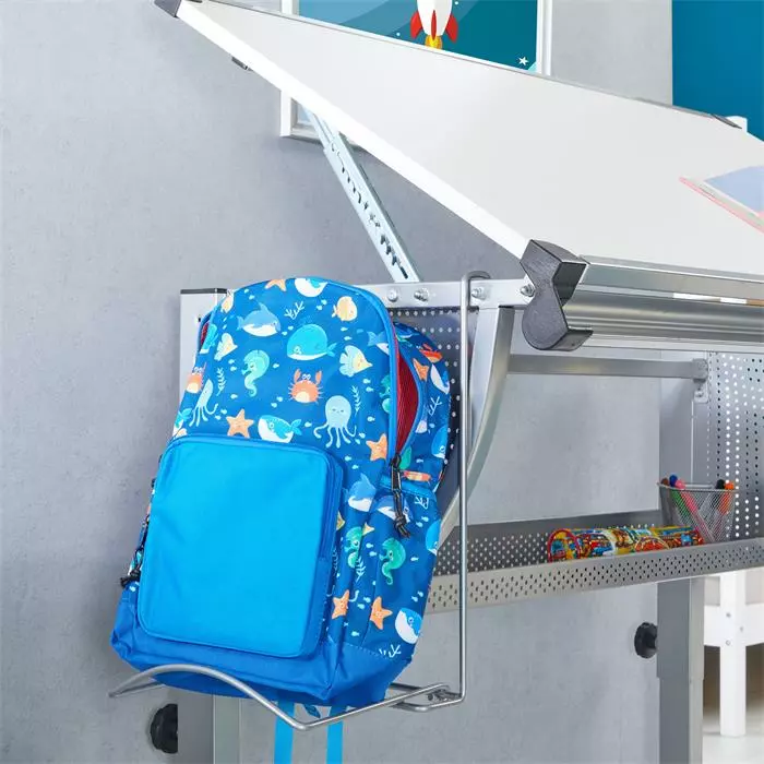 CARO-Möbel Kinderschreibtisch SARI, Neigbar Und Höhenverstellbar In Weiß/alu 7 CARO-Möbel Kinderschreibtisch SARI, Neigbar Und Höhenverstellbar In Weiß/alu – Bild 5