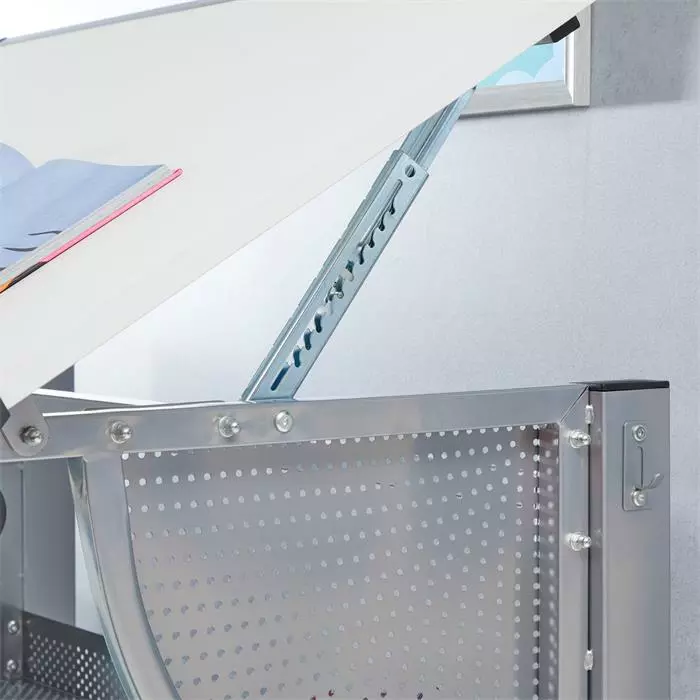 CARO-Möbel Kinderschreibtisch SARI, Neigbar Und Höhenverstellbar In Weiß/alu 8 CARO-Möbel Kinderschreibtisch SARI, Neigbar Und Höhenverstellbar In Weiß/alu – Bild 6