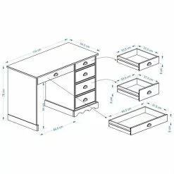 IDIMEX Schreibtisch COLETTE Honigfarben -Möbelgeschäft COLETTE 7245 46 Skizze 1