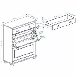 IDIMEX Schuhschrank COLMAR Gebeizt Mit 2 Klappen -Möbelgeschäft COLMAR 8292 8293 Skizze