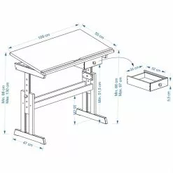 IDIMEX Kinderschreibtisch FLEXI Höhenverstellbar In Weiß/blau 13 IDIMEX Kinderschreibtisch FLEXI Höhenverstellbar In Weiß/blau -Möbelgeschäft FLEXY 7720 21 22 23 24 25 Skizze 2