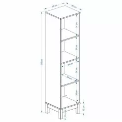 IDIMEX Regal Standregal LOGO 4 Fächer, Kiefer Natur -Möbelgeschäft LOGO 77010 11 12 Skizze