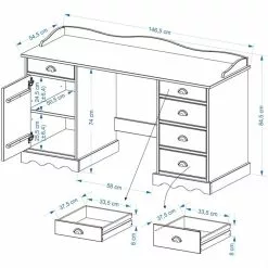 IDIMEX Schreibtisch Mit Aufsatz SANDRINE In Weiss 9 IDIMEX Schreibtisch Mit Aufsatz SANDRINE In Weiss -Möbelgeschäft SANDRINE Skizze