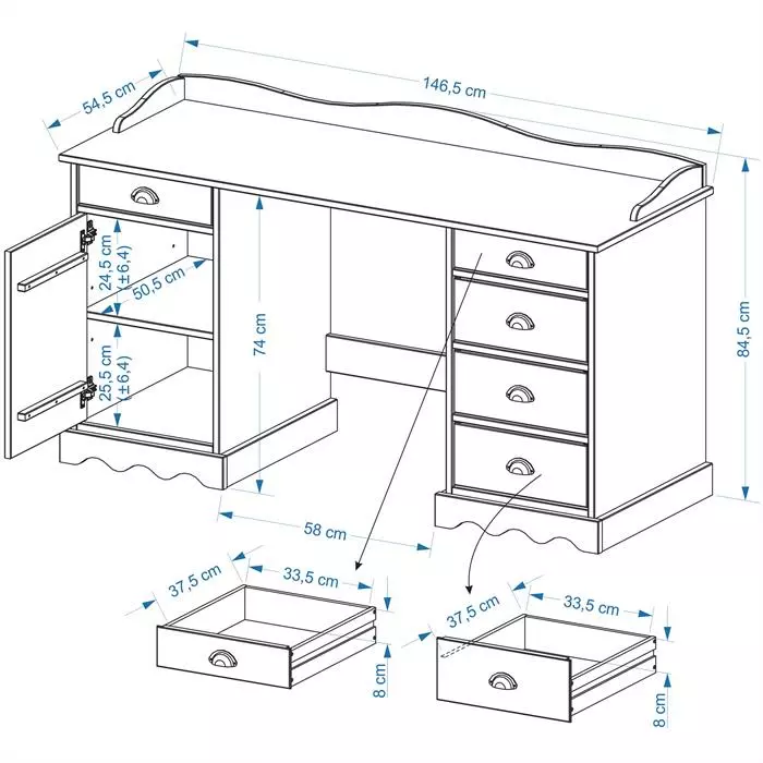 IDIMEX Schreibtisch Mit Aufsatz SANDRINE In Weiss 6 IDIMEX Schreibtisch Mit Aufsatz SANDRINE In Weiss – Bild 4
